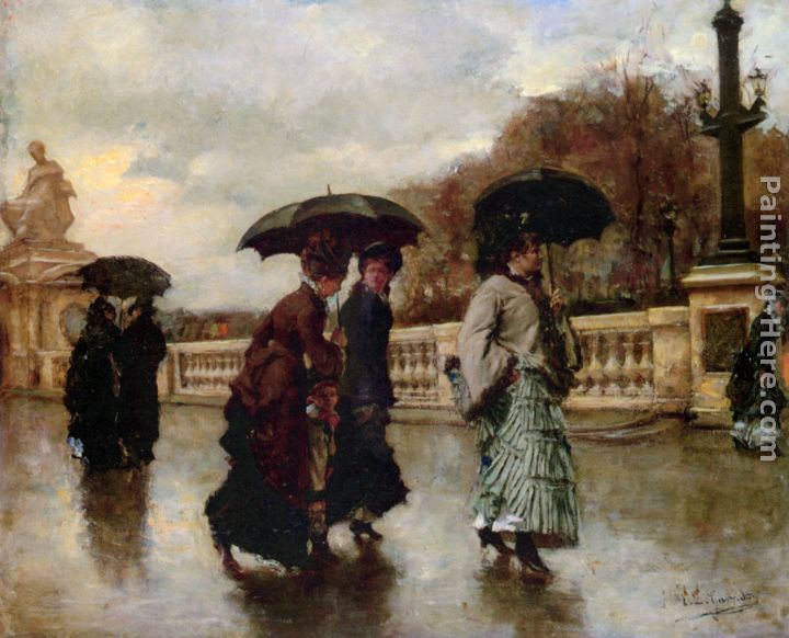 Elegantes sous la pluie painting - Eduardo Leon Garrido Elegantes sous la pluie art painting